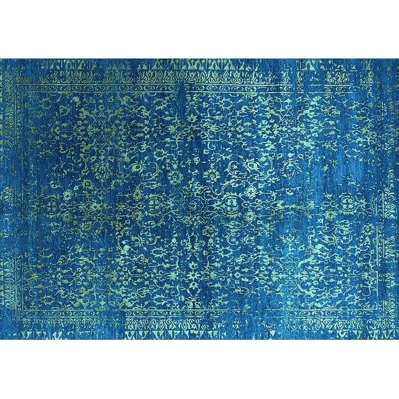Ahgly Company Indoor Rectangle Oriental Light Blue Industrial Area Rugs, 4' x 6'