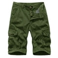 thumbnail image 2 of HOOMEUMY Mens Cargo Shorts Knee Length Hiking Shorts with Pockets Summer Classic Relaxed Fit Chino Shorts Trendy Solid Color Outdoor Work Pants Army Green L, 2 of 7
