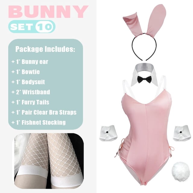 Sexy Cute Bunny Girl Faux Leather Material Rabbit Woman Set de buena calidad se puede usar para Comic Show Kawaii Cosplay Bunny Costume Tan Jianjun unisex