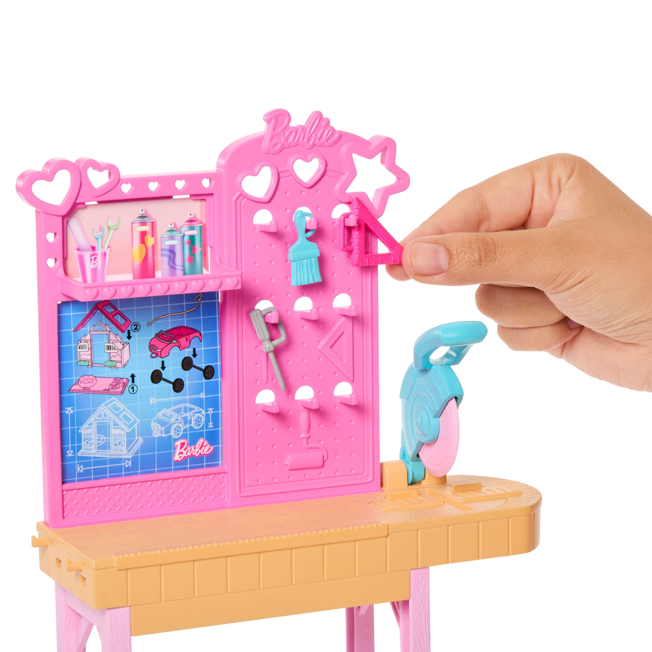 Barbie World Build-a-Doghouse Playset with Workbench, Buildable Doghouse & 15+ Accessories