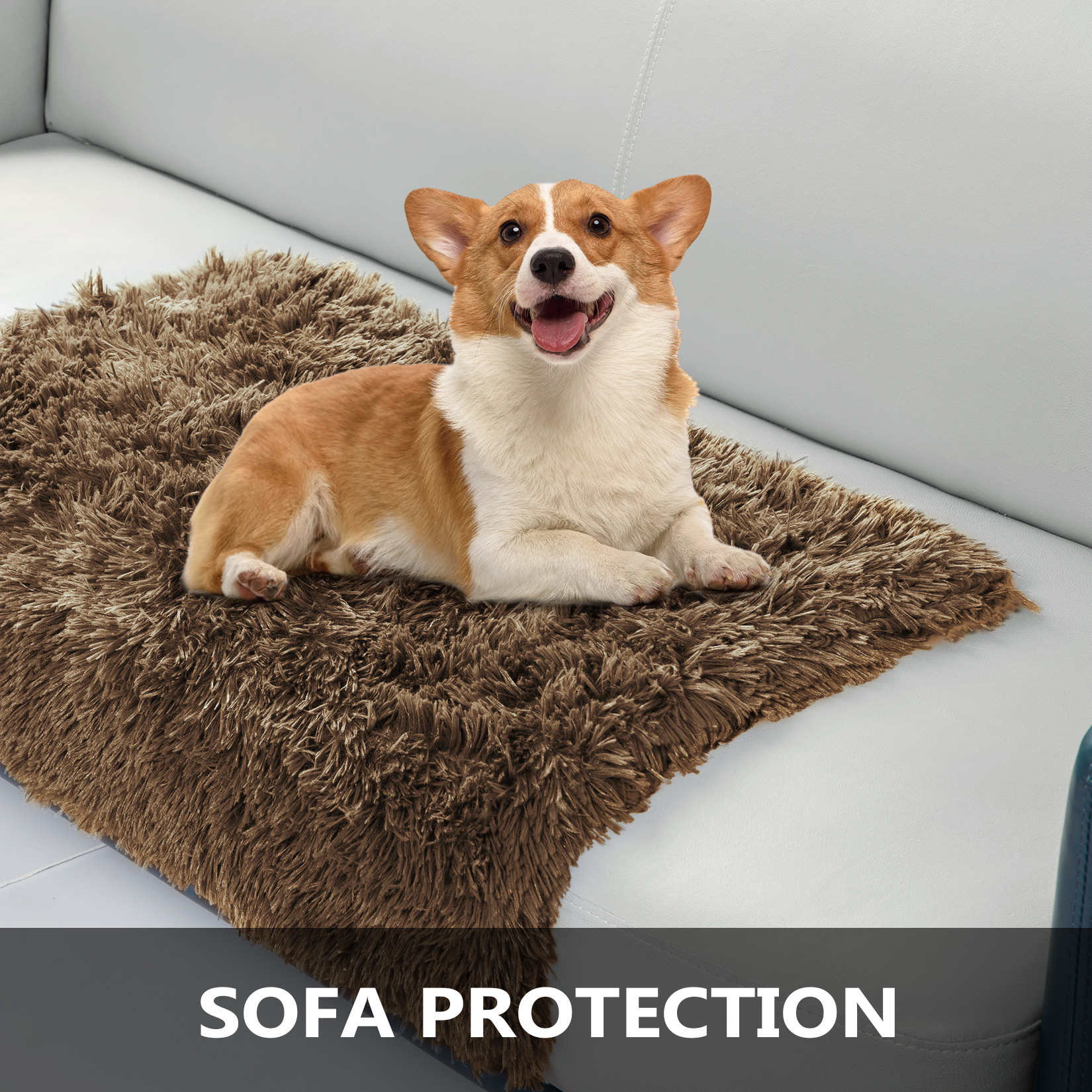 HA-EMORE Waterproof Dog Blanket for Bed Couch Sofa Soft Warm Fluffy Faux Fur Fleece Puppy Blankets Machine Washable Pet Blanket Brown 60×80cm - image 1 of 4