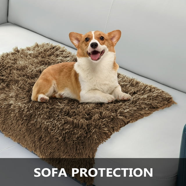 HA-EMORE Waterproof Dog Blanket for Bed Couch Sofa Soft Warm Fluffy Faux Fur Fleece Puppy Blankets Machine Washable Pet Blanket Brown 60×80cm