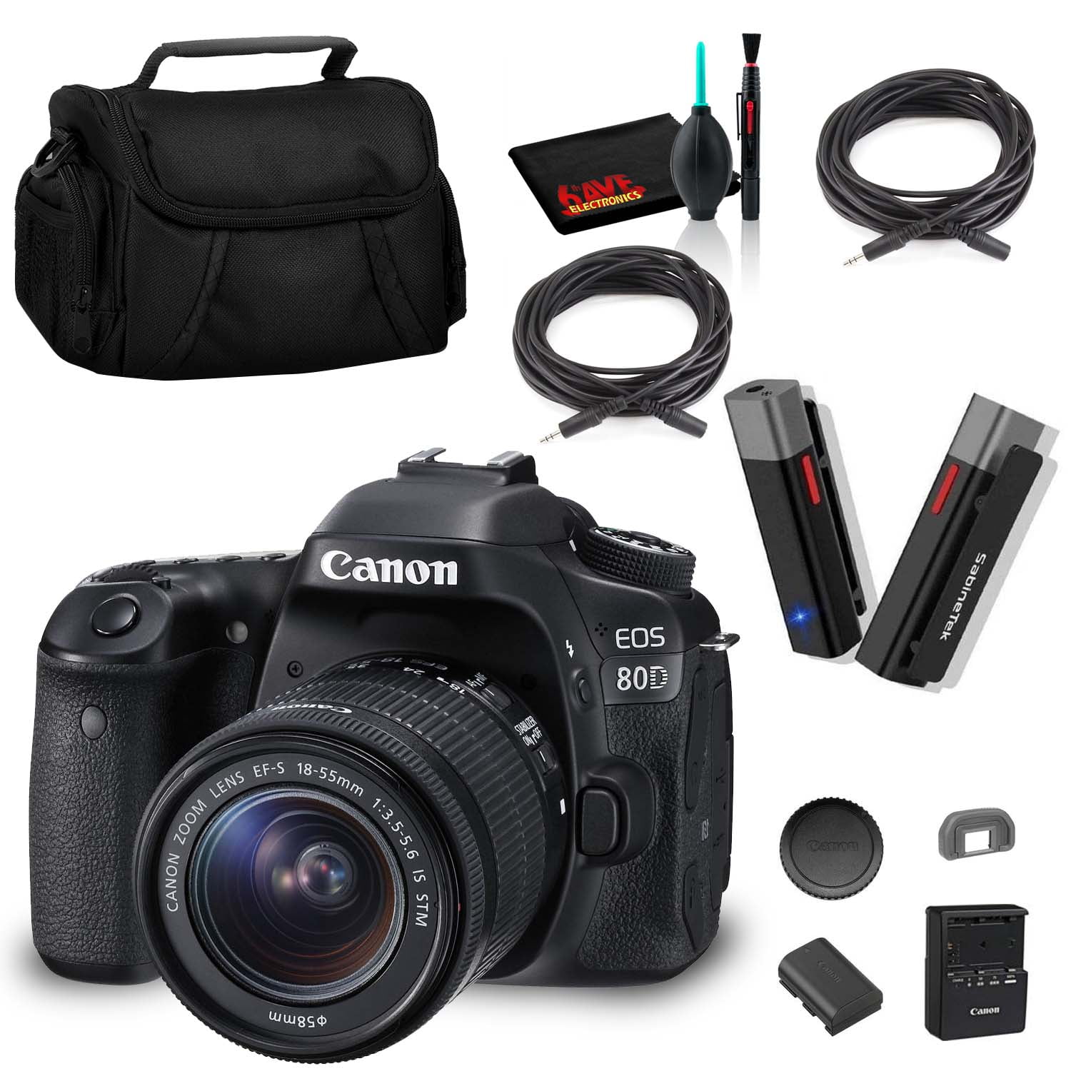 Canon EOS 80D DSLR Camera with 1855mm Lens Content Creator Accessory