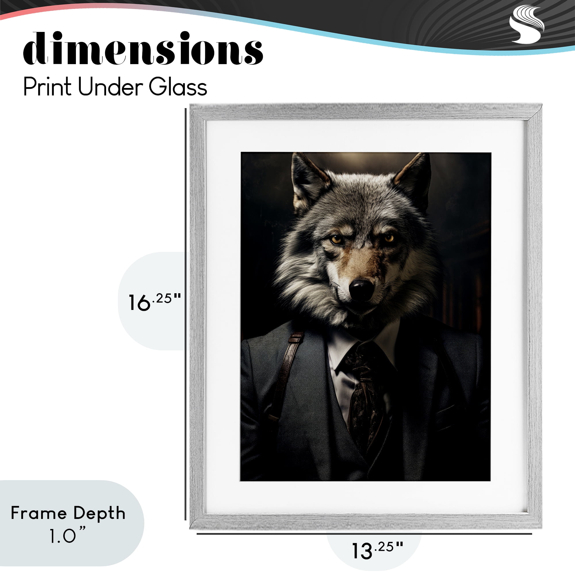 Stupell Industries Trendy Wall Street Wolf Gray Framed Print Under Glass, design by Ray Powers