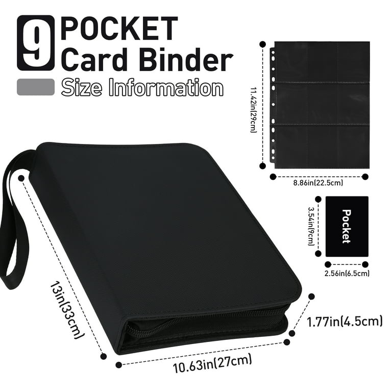 9 Pocket Trading Card Binder,Premium Zip Card Binder with 900 Top Loading  Pockets,PU Cover Zipper Card Collection Album,Sturdy Card Holder Folder for  MTG,TCG,Game Cards,Sport Cards,Black - Walmart.com