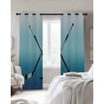 thumbnail image 3 of Blue Ombre Blackout Curtains, Light Blocking Print Window Curtains, Black Hockey Sticks Minimalist Style Thermal Insulated Window Drapes for Living Room Kitchen Cafe 2 Panels, 84"W x 84"L, 3 of 9