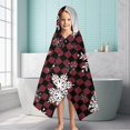 thumbnail image 6 of Red and Black Checkered Christmas Snowflake Pattern Hooded Bath Towel，60"x35" for Ages 3 To 12 Kids, Quick Dry Lightweight Soft Microfiber Hood Beach Towel Cover Up for Kids, 6 of 7