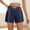 Navy, variant on PWPSG Womens Elastic Waist Contrast Trim Casual Shorts, Air Permeable Texture Minimalist Structure Versatile Daily Silhouette Pink S