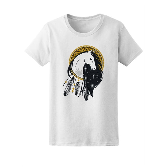 Amazing White Tribal Horse & Sky T-Shirt Women -Image by Shutterstock, Female Medium