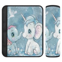 2 Car Seat Belt Covers S Size 6.5*6.5 Inches Car Seat Belt Shoulder Pad Backpack Shoulder Pad Stroller Belt Cover Pink Haired Elephant and Blue Haired Pony