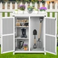 thumbnail image 3 of Home Outdoor Potting Bench - Wooden Storage Cabinets with Metal Tabletop Planting Work Benches with Adjustable Shelf Double Doors Garden Work Bench for Backyard Patio Lawn, 3 of 8