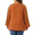 thumbnail image 3 of Agnes Orinda Women's Plus Size Tops Crew Neck Chiffon Blouses Swiss Dots Long Sleeve Shirts Top 1X Caramel, 3 of 6