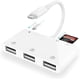 thumbnail image 1 of Adaptador de lector de tarjetas SD para iPhone, adaptador de cámara USB 6 en 1 para iPhone con 3 cables USB, lector de tarjetas SD/TF y puerto de carga, adaptador USB hembra OTG para iPhone 14 12 13 1, 1 of 5