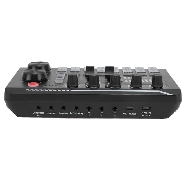 Sound Mixer Card, Fun Dual Channel Professional Live Sound Card Intelligent Noise Reduction for Mobile Phone