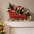 thumbnail image 4 of Christmas Sleigh Door Frame Corner Decor, Winter Holiday Door Topper with Red Scarf & Holly Design, Cute Xmas Ornament for Entryway & Holiday Home Party (Sleigh), 4 of 5