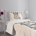 thumbnail image 5 of Ambesonne Cat Quilted Bedspread Set 2 Pcs, Art Kitty Glasses Illustration, Twin Size, Pale Pink Grey, 5 of 6