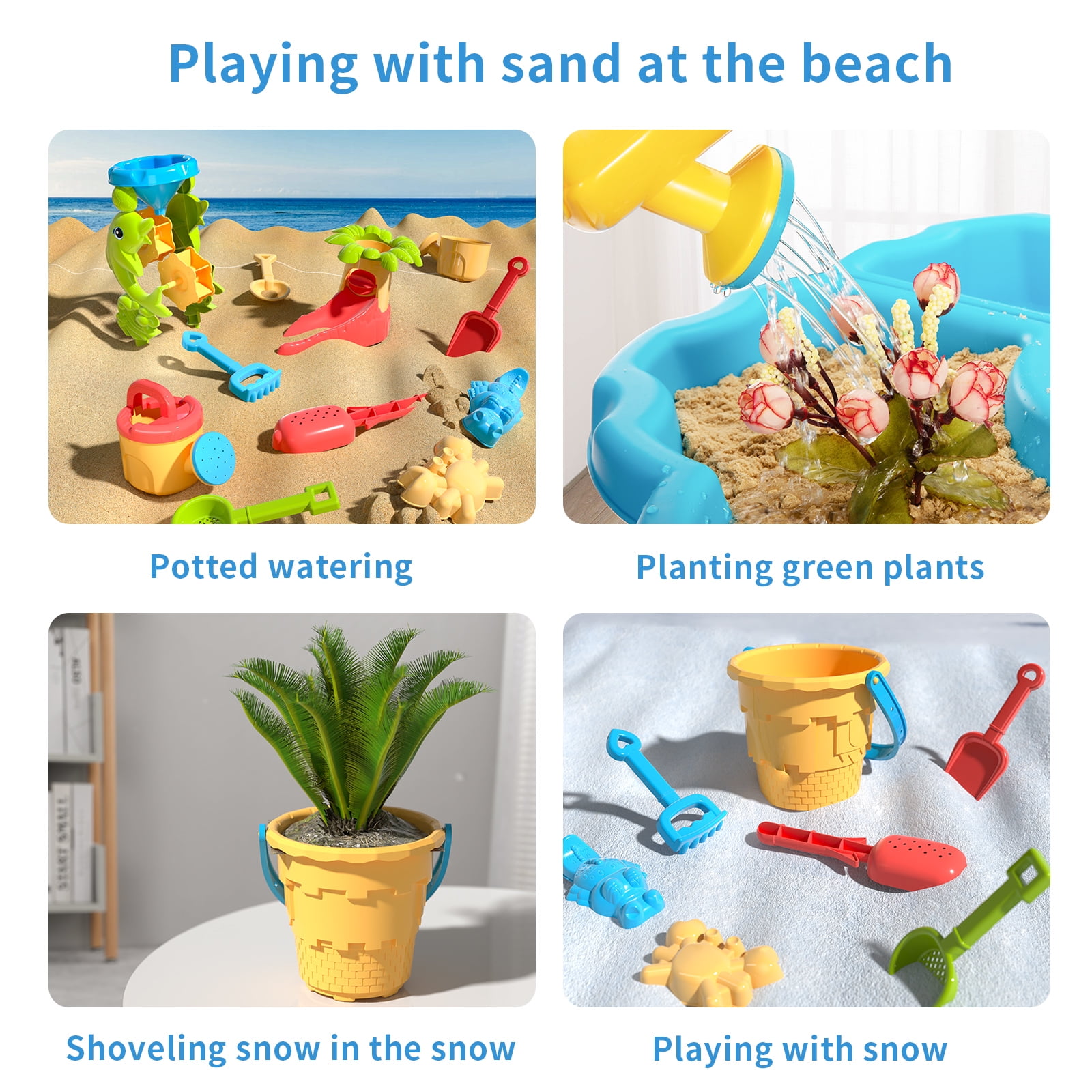 3-in-1 Sand Water Table, 28PCS Kids Beach Summer Toys Sensory Play Table with Dolphin Water Wheel, Molds, Bucket, Shovel for Toddlers Boys Girls