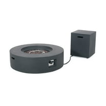 Hayes Circular 50K BTU Outdoor Gas Fire Pit Table with Tank Holder, Grey