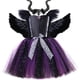 thumbnail image 2 of Vestido con tutú de la Reina Malvada Malefice para niñas, con alas de cuernos, vestido de fantasía brillante para niñas, disfraz de bruja oscura del diablo para Halloween para niños, 2 of 5