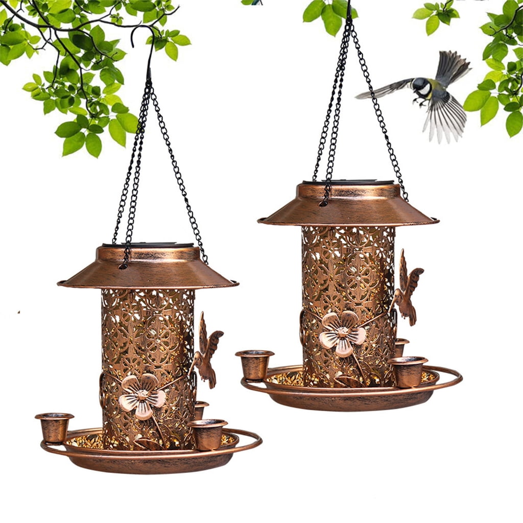 BQBQERT Solar Bird Feeders Outdoors Hangings Squirrels Hummingbirds Feeders Hummingbirds Water Bottle Iron Bird Feeders