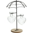 thumbnail image 4 of TJ Global Umbrella Double Glass Heart Vase Planter Holder, Plant Terrarium, Propagation Station, Metal Stand for Hydroponics Plants Home Garden Wedding Decoration Outdoor Planter Ideas Modern Creative, 4 of 7