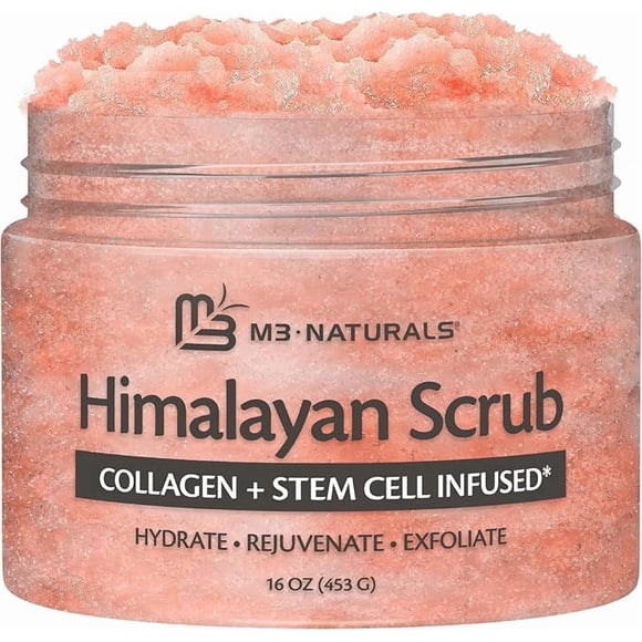 Exfoliante de Sal del Himalaya con Colágeno | Para el Cuidado de la Piel del Rostro, los Pies y el Cuerpo | 453 g