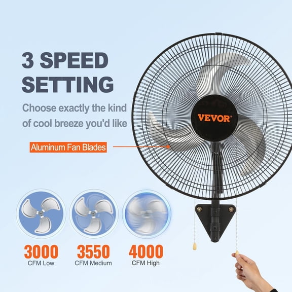 Heavy-Duty 18 Inch Wall Fan, 4000 CFM High Airflow, 3-Speed Oscillating, for Greenhouse, Basement, Garage – ETL Certified Commercial & Residential Cooling Solution