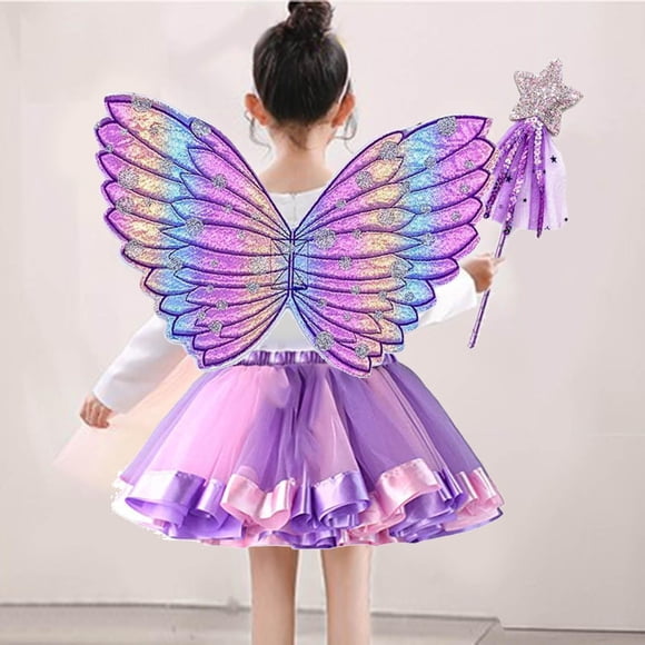 Girls Butterfly Wing Costume Fancy Dress up Fairy Princess Kids for A-