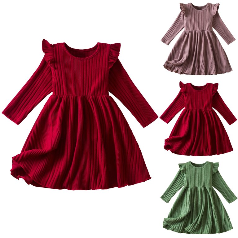 Toddler Girl Knit Dress Long Sleeve Flutter Swing Fall Casual Sweater Dresses Cotton Little Girls Outfits Pink 2 Years - Walmart.com Toddler Girl Knit Dress Long Sleeve Flutter Swing Fall Casual Sweater Dresses Cotton Little Girls Outfits Pink 2 Years - Walmart.com