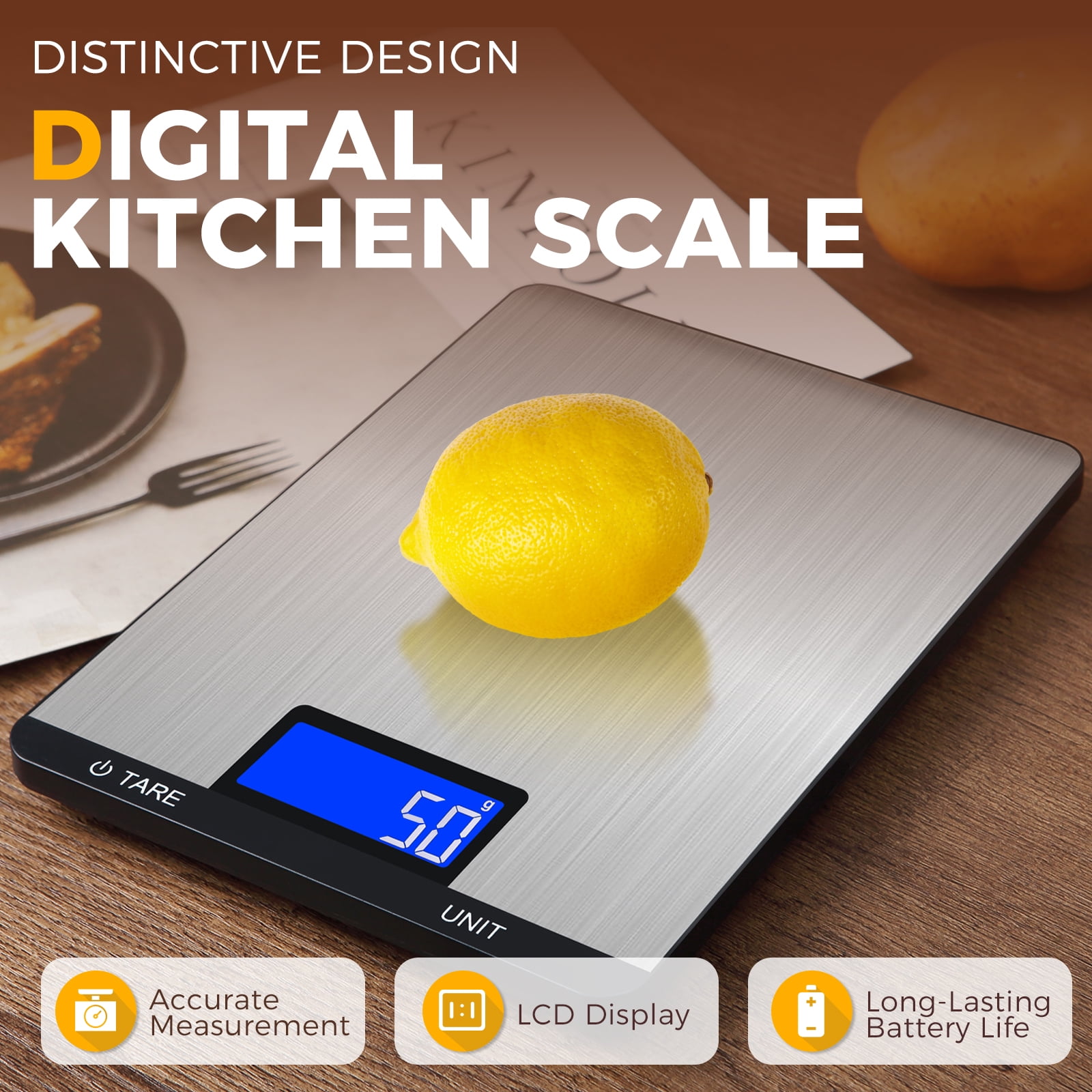JELLOO 10kg/1g Digital Kitchen Scale High Precision Mini Gram Scale Weight Ounces and Grams for Cooking, Baking 7 Units with Tare Function Food Scale for Coffee, Powder, Pills