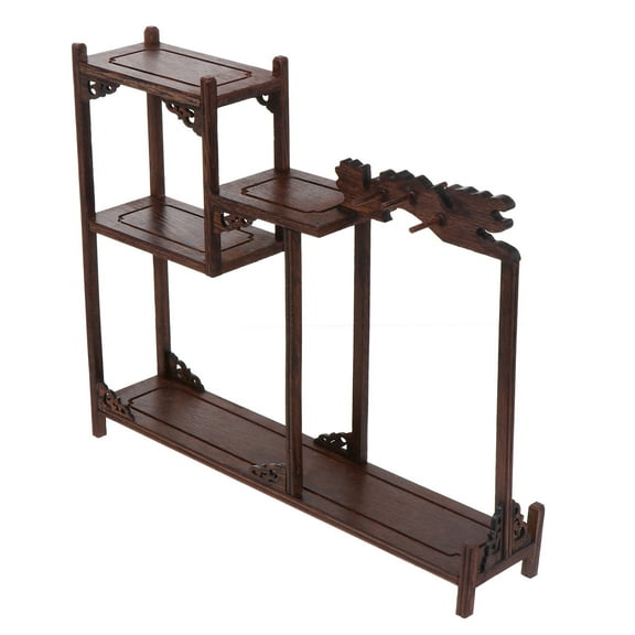 HOMEMAXS Wood Antique Display Rack Curio Displaying Stand Antique Rack Desktop Decor