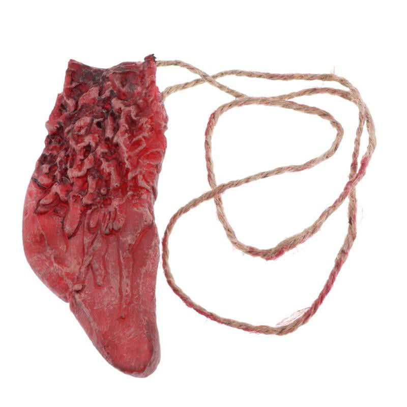 Horror Fake Blood Severed Foot and Chain Halloween Prop Decoration Fake Joke 
