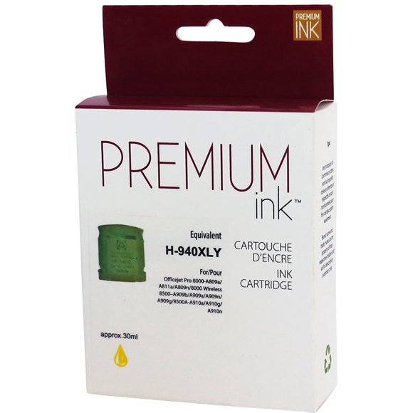 Premium Ink Ink Cartridge - Remanufactured for Hewlett Packard C4909A / 940XL - Yellow