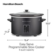 Hamilton Beach 5 Qt Programmable Slow Cooker, Stoneware Crock with Removable Pot, Black