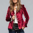 thumbnail image 7 of Oplxuo Women's Velvet Blazer, Classic Notched Lapel Casual Button Down Long Sleeve Suit Jacket Outerwear with Pockets, 7 of 7