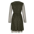 thumbnail image 5 of Efsteb Summer Midi Dresses for Women Fashion Mesh Patchwork Ruched Mini Dress V-Neck Long Sleeve Solid Color Dresses (Army Green,L), 5 of 9