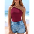 thumbnail image 5 of One Shoulder Going Out Tops for Women Summer Y2K Clothes Sleeveless Fitted Spring Fashion Shirts Wine Red XXL, 5 of 6