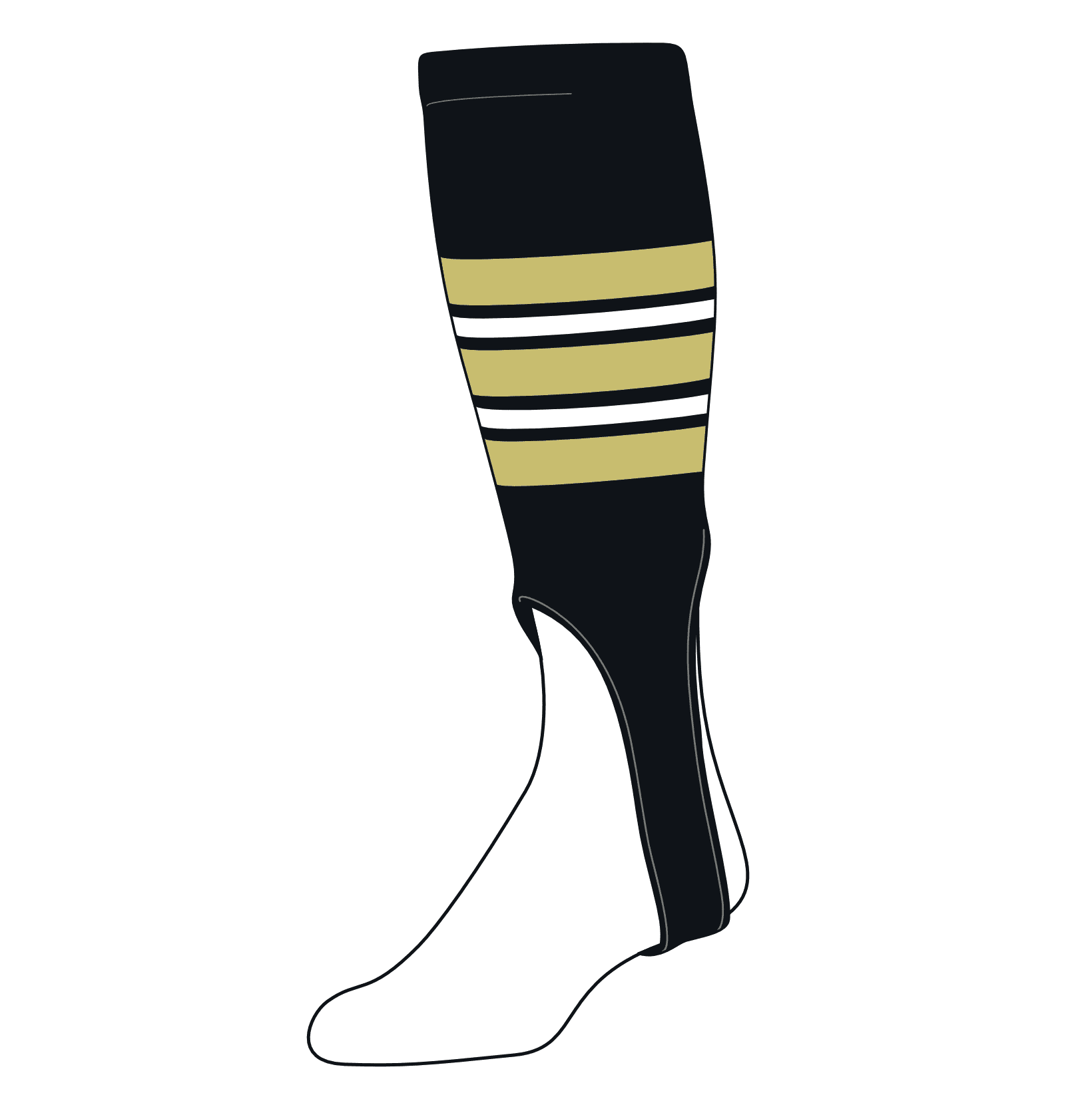 TCK Baseball Stirrups Large PRO (700F, 7in) Black, Vegas Gold, White