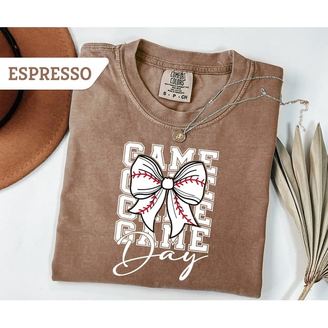 SBaseball T-Shirt Maman, T-Shirt Nœud Baseball, Coquette Tee de Jour de Match Baseball, Saison Baseball - comme sur l'Image - TG