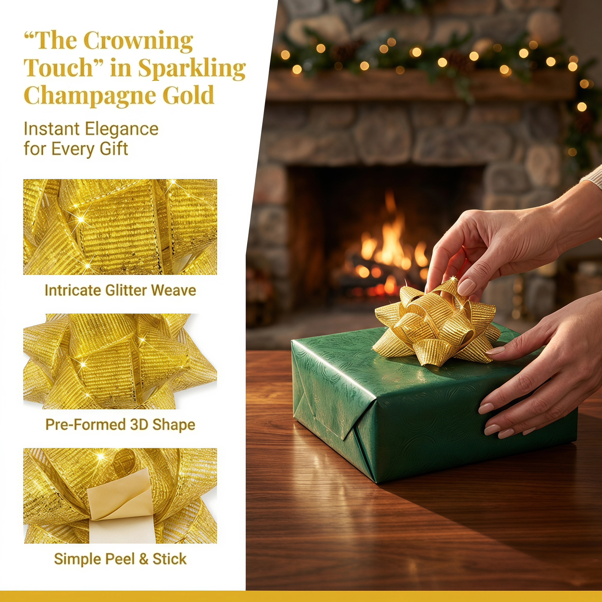 Unique Bargains Multi-Layer Star Gift Bows for Holiday Gift Wrapping and Decoration Gold