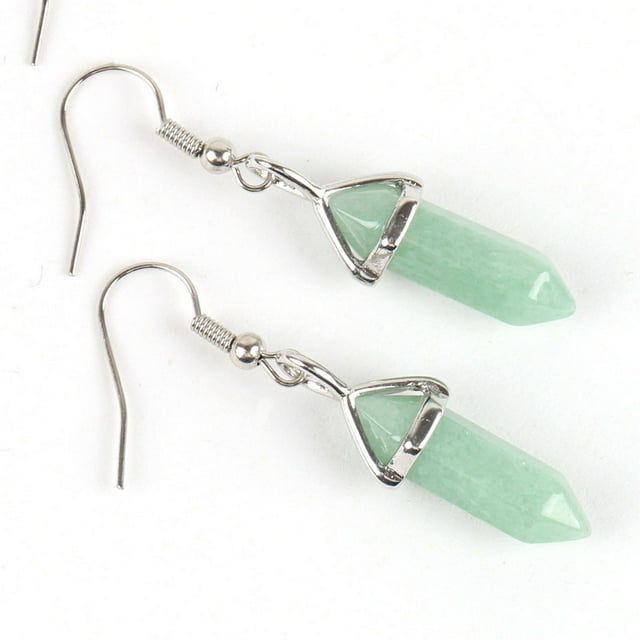Women Hexagonal Reiki Natural GemStone Bead Drop Earring Decoration Jewelry