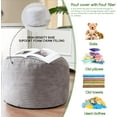 thumbnail image 4 of Round Stuffed Pouf Ottoman, Corduroy Poufs with Foam Chunk Filling, Furry and Fluffy Pouf Foot Stool Storage Ottoman, 20 X 15 Floor Poufs Foot Rest for Living Room, Grey, 4 of 13
