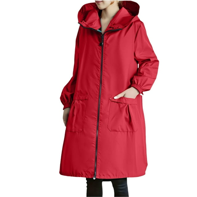 Imperméable pour Femmes - Long Trench à Capuche Coupe-Vent Manteau de Randonnée Respirant avec Poches