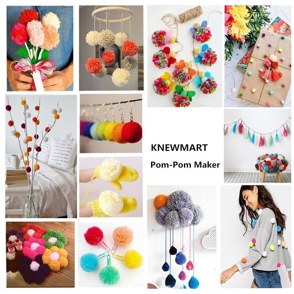 4 Size Pompom Maker Fluff Ball Weaver Knitting Needle DIY Tool Kit Bobble Craft