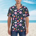 thumbnail image 2 of Xecao Floral Rabbit print Hawaiian shirt - a stylish short-sleeve button-down for men, perfect for casual beach and tropical outings., 2 of 9