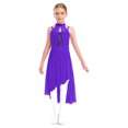 thumbnail image 2 of iixpin Girls Contemporary Dance Dress Sequins Latin Ballet Dance Gown Gymnastics Leotard Lyrical Ballerina Outfit Purple 14, 2 of 6