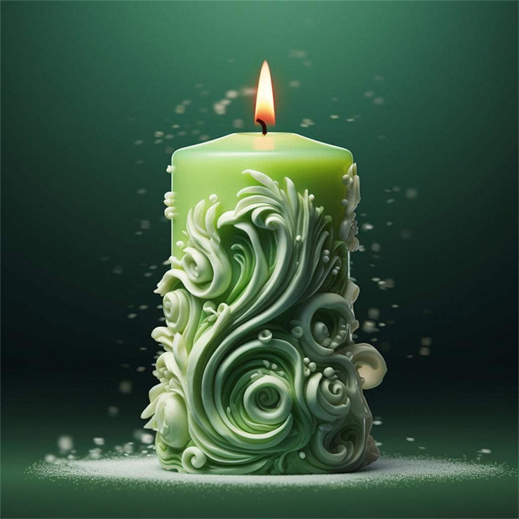 Tibvox Carved Cylinde Candle Mold for Making Candle Home Decor, DIY Epoxy Resin Casting