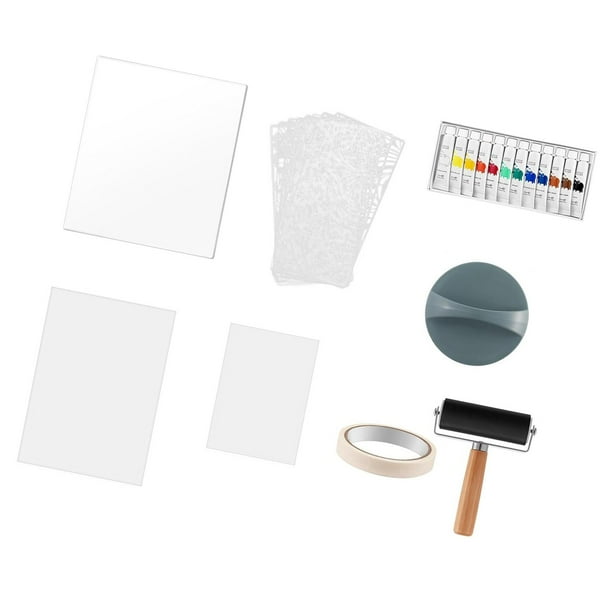 Juego Completo de Planchas de Gel para Impresión, Herramientas Artísticas, Accesorios, Multifuncionales, para Trabajos Decorativos, Plantillas con 12 Estilo A