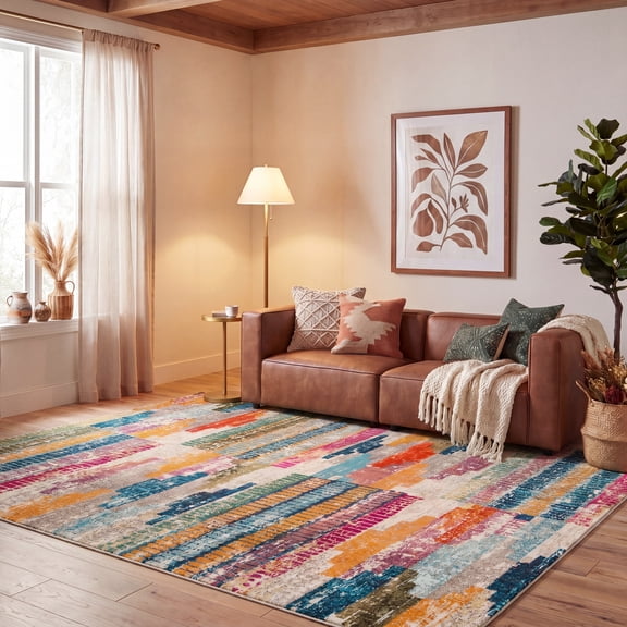 SAFAVIEH Madison Jytte Abstract Area Rug, Ivory/Multi, 8' x 10'