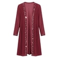 thumbnail image 4 of HongQid Women's Sheer Chiffon Cardigan, 3/4 Sleeve Open Front Duster Rhinestone Trim Edge, Lightweight Layering Jacket Wedding Formal Elegant Evening Outfit Clothing Ladies Dressy Cover Up, 4 of 7